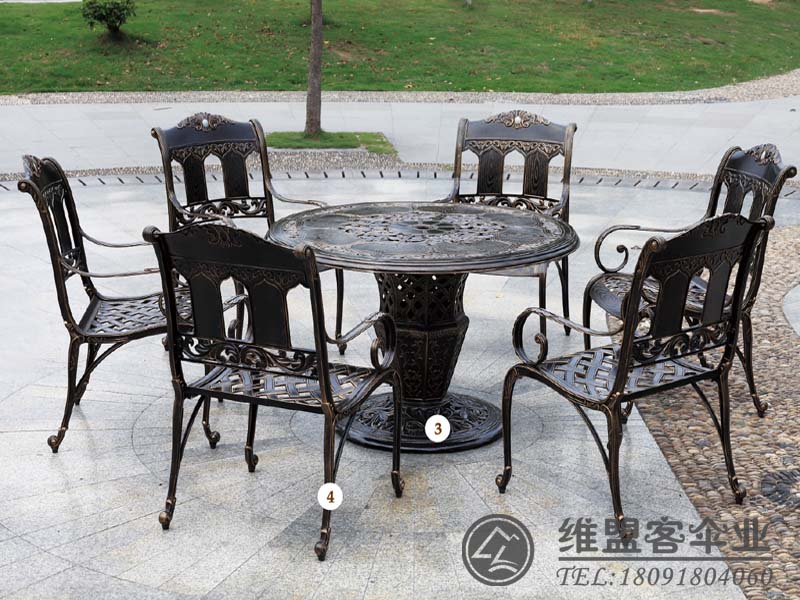 花園燒烤桌椅  鐵藝家具  遮陽傘2