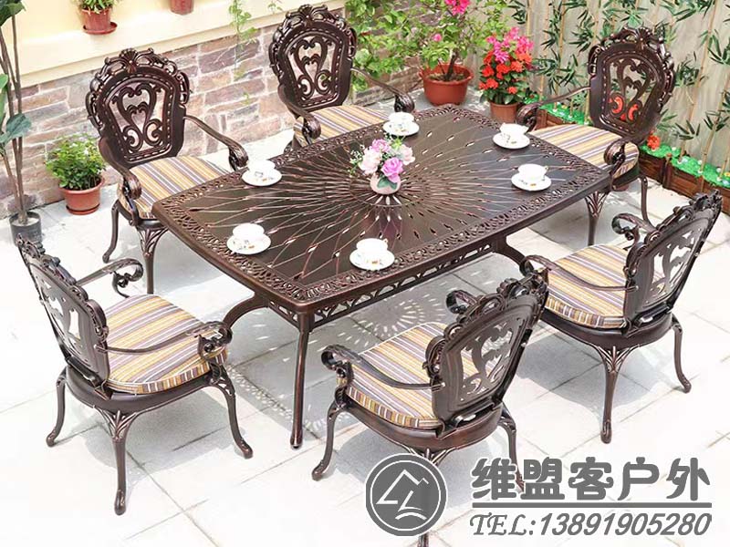 一桌六椅 鑄鋁桌椅 戶外家具2
