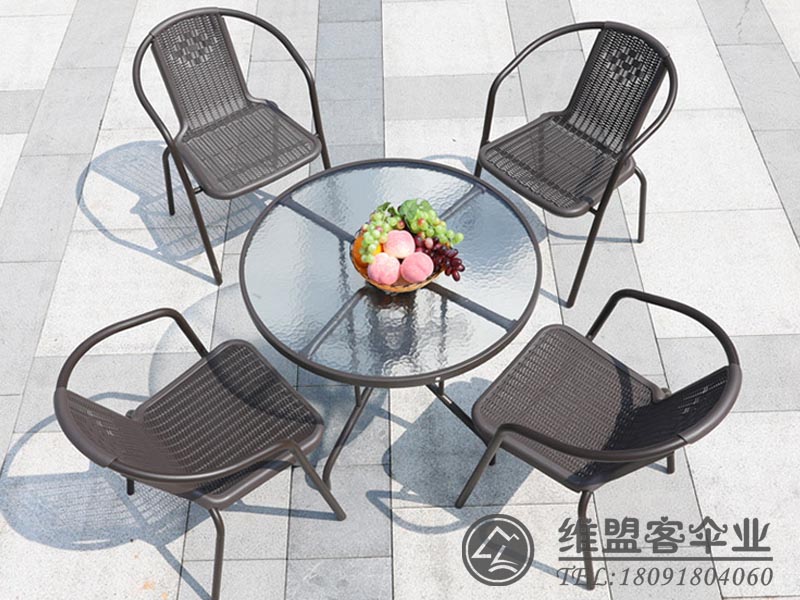 鐵藝玻璃桌 戶外桌椅 2