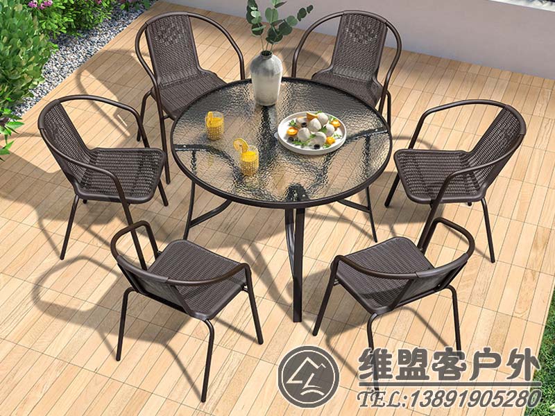 圓桌一桌六椅  戶外家具2